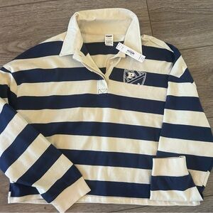 PINK by Victoria's Secret long-sleeve crop rugby polo shirt.
